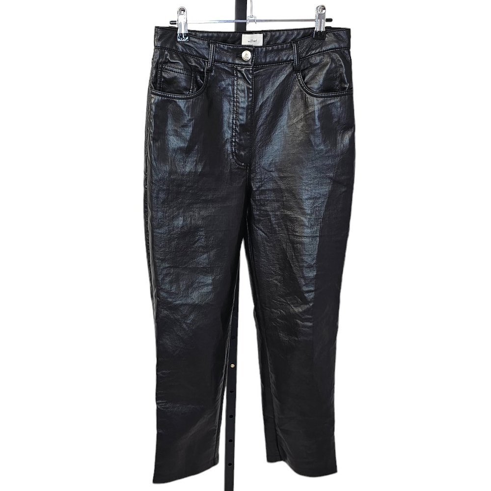 Aritzia Wilfred The Melina  Pant Black Vegan Leather High Rise Cropped Sz 8